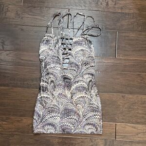 Mini dress Strappy Patterned rainbow metallic lines all throughout